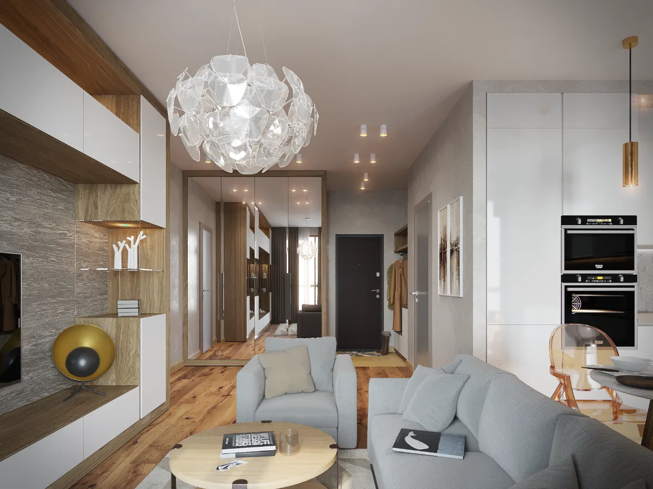 Minimalist Şehir Dairesi Geniş Açı